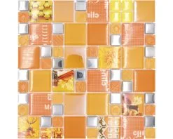 Glasmozaïek XCM MC569 Zilver/oranje 29,8x29,8 Cm