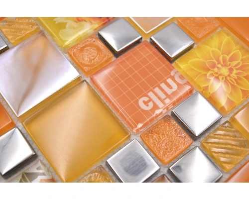 Glasmozaïek XCM MC569 Zilver/oranje 29,8x29,8 Cm 6 Glasmozaïek XCM MC569 Zilver/oranje 29,8x29,8 Cm - Afbeelding 4