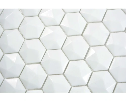 Glasmozaïek Arctic 01 Hexagon Wit 30x29 Cm 4 Glasmozaïek Arctic 01 Hexagon Wit 30x29 Cm - Afbeelding 2
