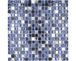Glasmozaïek XCM M660 Zwart/zilver 30x30 Cm