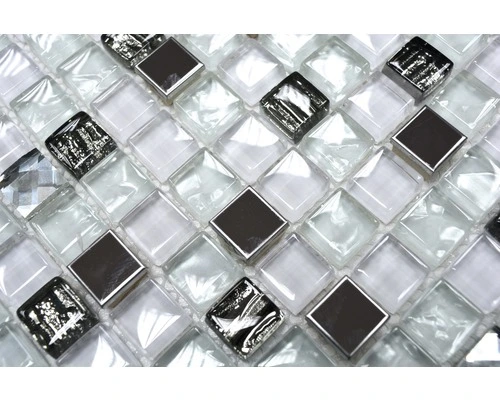 Glasmozaïek Chrystal XCM M770 Wit/zilver/grijs 30x30 Cm 7 Glasmozaïek Chrystal XCM M770 Wit/zilver/grijs 30x30 Cm - Afbeelding 5