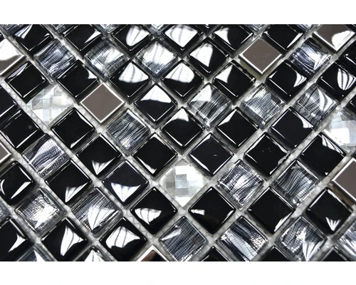 Glasmozaïek Chrystal XCM M780 Zwart/wit/zilver/grijs 30x30 Cm 5 Glasmozaïek Chrystal XCM M780 Zwart/wit/zilver/grijs 30x30 Cm - Afbeelding 3