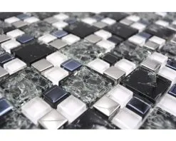 Glasmozaïek Chrystal XICK 1499 Zwart/wit/zilver Craquelé/gebroken Glas 33,8x33,8 Cm -Vloertegels Winkel DV 8 5836639 10 4c DE 20210330051652