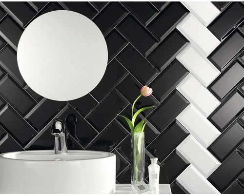 Wandtegel Metro Biselado Negro Glans 10x20 Cm 5 Wandtegel Metro Biselado Negro Glans 10x20 Cm - Afbeelding 3