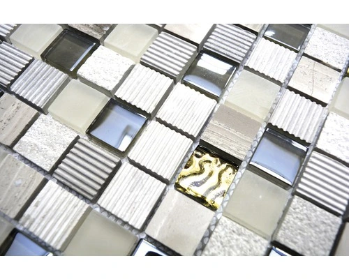 Glasmix Mozaïek XCM HQ22 Grijs/beige/goud 30x30 Cm 6 Glasmix Mozaïek XCM HQ22 Grijs/beige/goud 30x30 Cm - Afbeelding 4