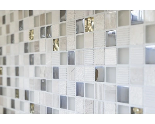 Glasmix Mozaïek XCM HQ22 Grijs/beige/goud 30x30 Cm 7 Glasmix Mozaïek XCM HQ22 Grijs/beige/goud 30x30 Cm - Afbeelding 5