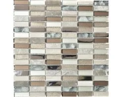Glasmozaïek XCM SM68 Wit/beige/bruin 29,8x30,4 Cm