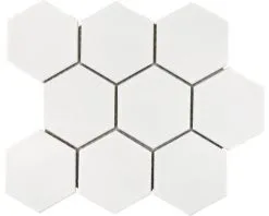 Keramisch Mozaïek HX 100 Hexagon Uni Wit Glans 25,6x29,6 Cm