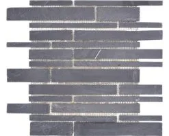 Natuursteen Mozaïek SL 89 Leisteen Zwart 30,5x30 Cm