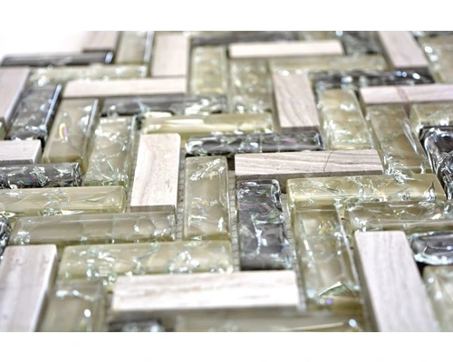 Glasmozaïek XIC HB1552 Visgraat Grijs/groen Craquelé/gebroken Glas 26,3x29,3 Cm 5 Glasmozaïek XIC HB1552 Visgraat Grijs/groen Craquelé/gebroken Glas 26,3x29,3 Cm - Afbeelding 3