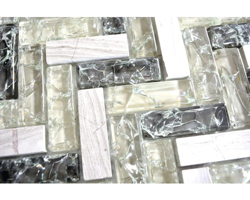 Glasmozaïek XIC HB1552 Visgraat Grijs/groen Craquelé/gebroken Glas 26,3x29,3 Cm 6 Glasmozaïek XIC HB1552 Visgraat Grijs/groen Craquelé/gebroken Glas 26,3x29,3 Cm - Afbeelding 4