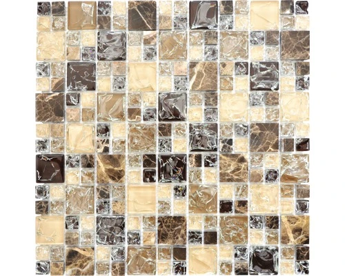 Glasmozaïek XIC K1455 Emperador Beige/bruin Craquelé/gebroken Glas 30,5x30,5 Cm 3 Glasmozaïek XIC K1455 Emperador Beige/bruin Craquelé/gebroken Glas 30,5x30,5 Cm