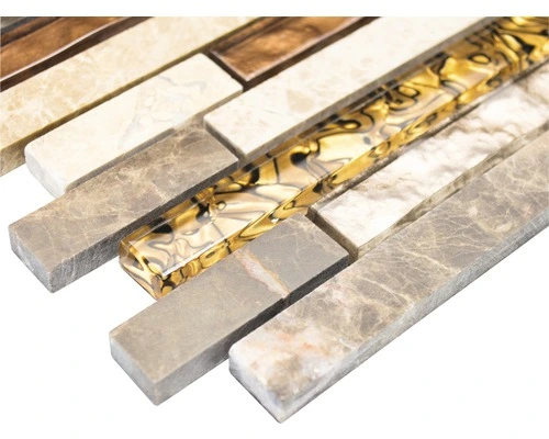 Glasmozaïek Crystal Bruin/goud 30x34 Cm 4 Glasmozaïek Crystal Bruin/goud 30x34 Cm - Afbeelding 2